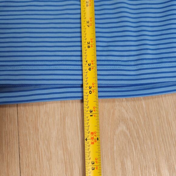 Vineyard Vines On The Go Sankaty Polo Men Large Blue Striped Stretch OTG Golf - Picture 10 of 10